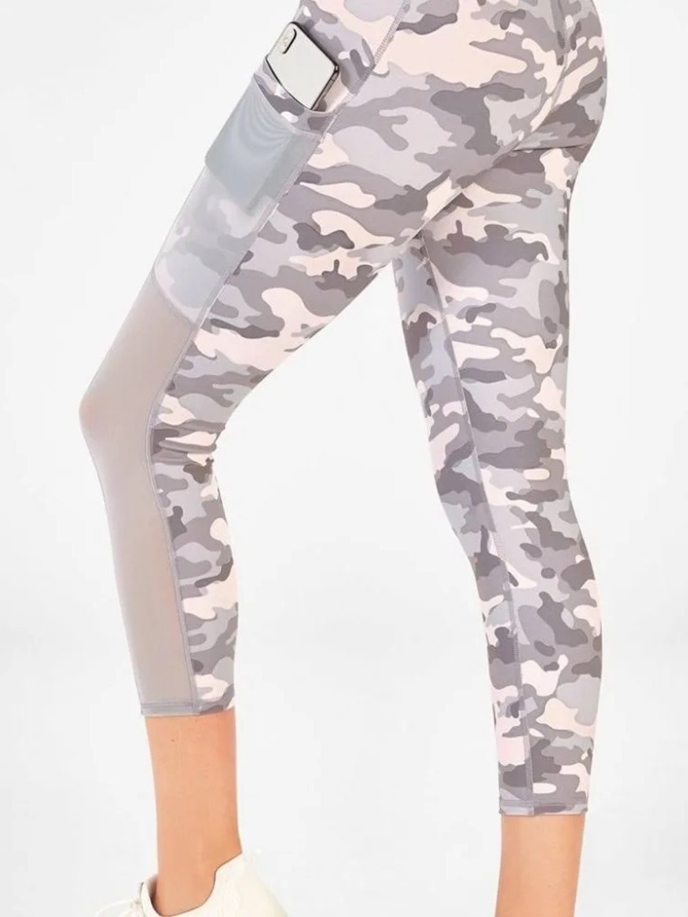 Women’s Fabletics Grey / Pink Camo Active Leggings with Side Pocket